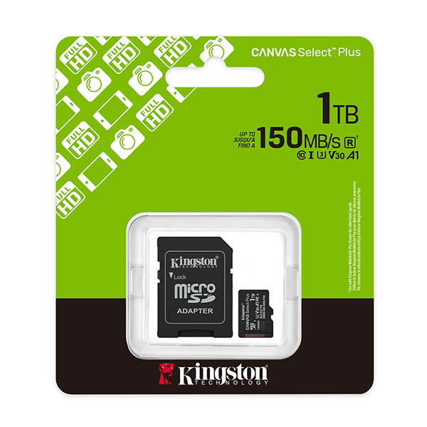 Kingston Canvas Select Plus Gen 3 tarjeta de memoria microSDXC de 1 TB con adaptador SD 255012 - 2