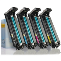 Konica Minolta A03100H, 5H, AH, GH Pack ahorro: tambor negro + 3 colores (marca 123tinta) A03100HC A03105HC A0310AHC A0310GHC 130125
