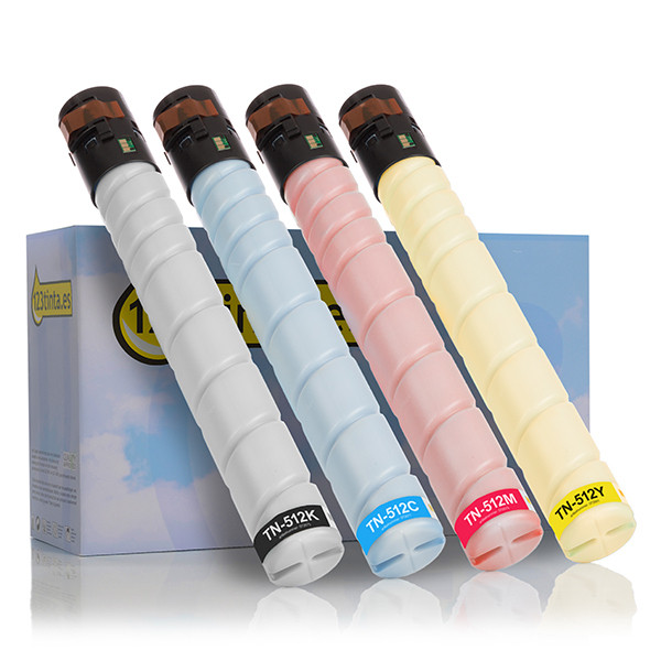 Konica Minolta TN-512K, TN-512C, TN-512M, TN-512Y Pack ahorro: toner negro + 3 colores (marca 123tinta)  130292 - 1