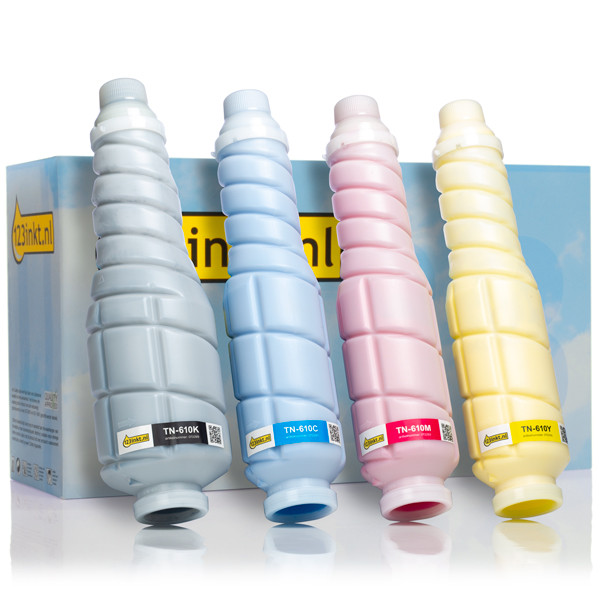 Konica Minolta TN-610K, TN-610C, TN-610M, TN-610Y Pack ahorro: negro + 3 colores (marca 123tinta)  130128 - 1