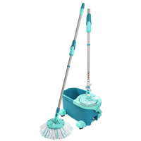 Leifheit Set Clean Twist Mop Ergo Mobile 2.0 - Fregona Giratoria de disco con cubo con ruedas SLE00105