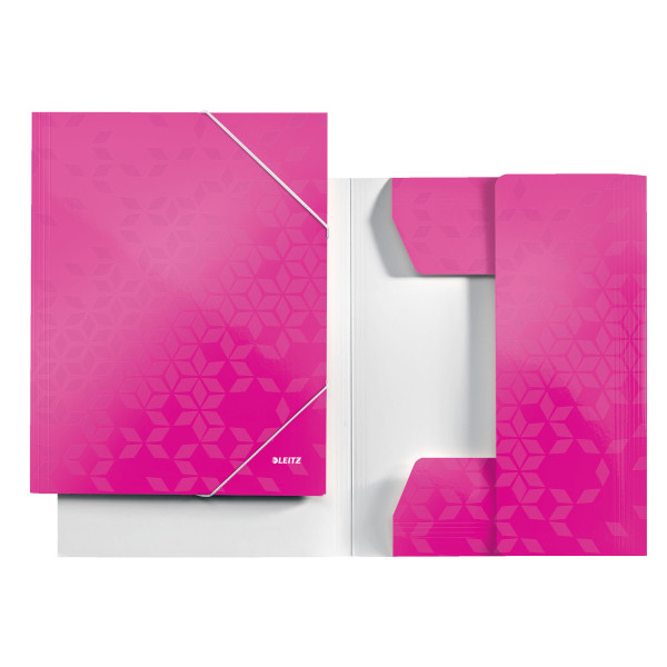 leitz 3982 wow carpeta de carton cierrre elastico rosa metalizado