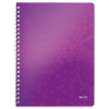 Leitz 4637 WOW cuaderno espiral A4 rayado 80gr 80 hojas violeta metalizado 46370062 211985