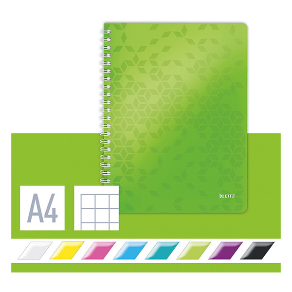 Leitz 4638 WOW cuaderno espiral A4 a cuadros 80gr 80 hojas verde (4 agujeros) 46380054 226222 - 3