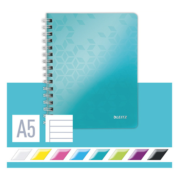 Leitz 4639 WOW cuaderno espiral A5 rayado 80gr 80 hojas turquesa metalizado (2 agujeros) 46390051 211996 - 4