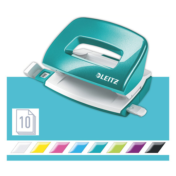 Leitz 5060 WOW mini perforadora con 2 orificios turquesa metalizado (10 hojas) 50601051 226009 - 4