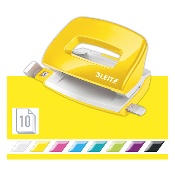 Leitz 5060 WOW mini perforadora de 2 agujeros amarilla (10 hojas) 50601016 226198 - 4
