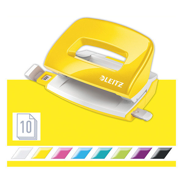 Leitz 5060 WOW mini perforadora de 2 agujeros amarilla (10 hojas) 50601016 226198 - 4