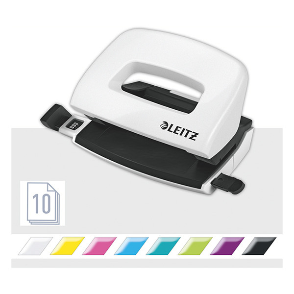 Leitz 5060 WOW mini perforadora de 2 agujeros blanco metálico (10 hojas) 50601001 226055 - 4