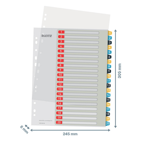 Leitz Cozy separadores imprimibles A4 con 20 pestañas (11 agujeros) 12490000 226369 - 3