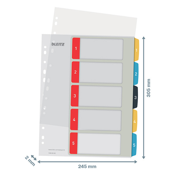 Leitz Cozy separadores imprimibles A4 con 5 pestañas (11 agujeros) 12400000 226365 - 3
