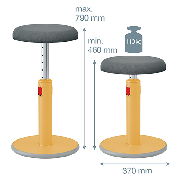 Leitz Ergo Cosy taburete activo amarillo para sentarse y pararse 227598 - 2