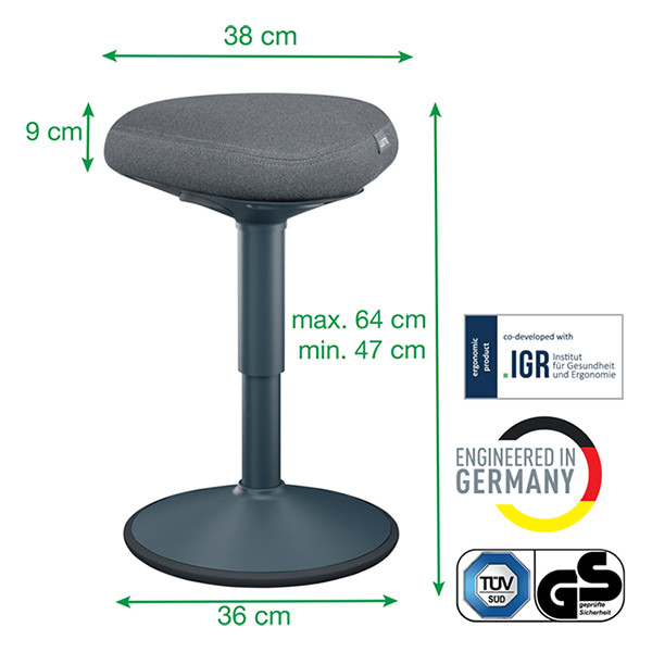 Leitz Ergo Taburete activo con resorte de gas, gris oscuro 202759 - 6