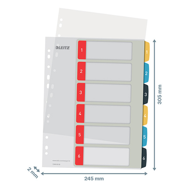 Leitz cosy separadores imprimibles A4 con 6 pestañas (11 agujeros) 226366 - 3