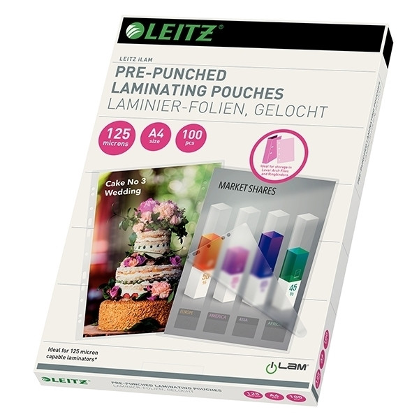 Leitz iLAM bolsa para plastificar A4 con perforación brillante 2x125 micras (100 piezas) 33878 211116 - 1