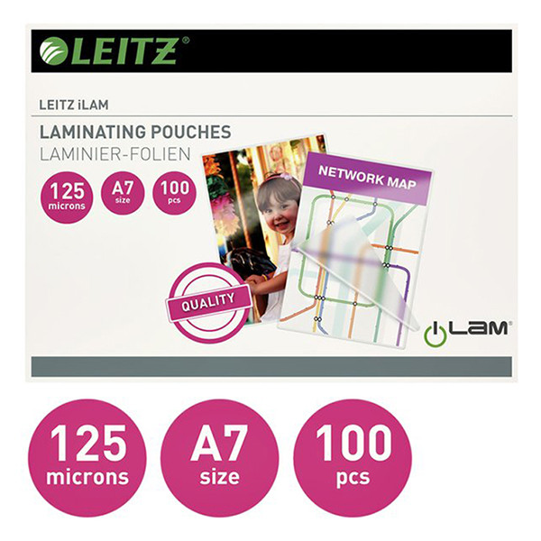 Leitz iLAM bolsa para plastificar A7 brillante 2x125 micras (100 piezas) 33805 211114 - 2