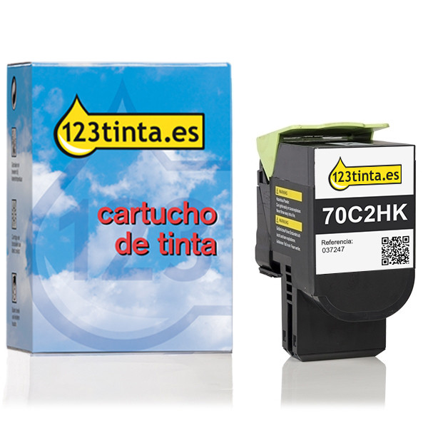 Lexmark 702HK (70C2HK0) toner negro XL (marca 123tinta) 70C2HK0C 037247 - 1