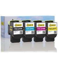 Lexmark 70C2HK0, C0, M0, Y0 toners (marca 123tinta) | Pack negro + 3 colores 130282