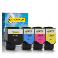 Lexmark 78C2UK0, C0, M0, Y0 Pack ahorro toner negro + 3 colores (marca 123tinta)  131986