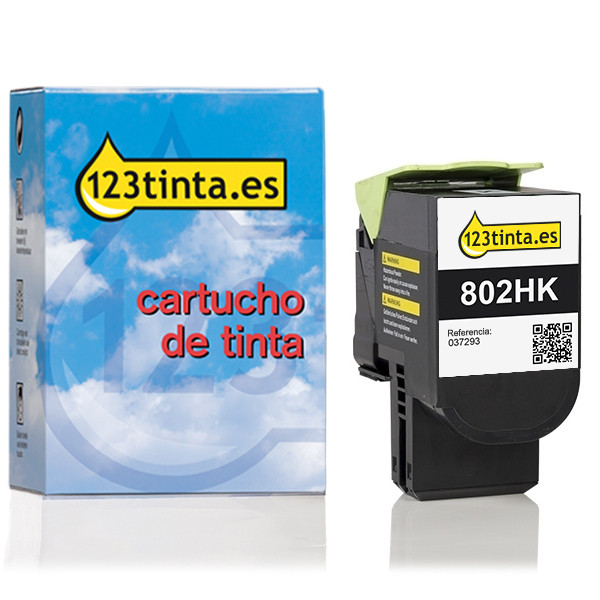 Lexmark 802HK (80C2HK0) toner negro XL (marca 123tinta) 80C2HK0C 037293 - 1