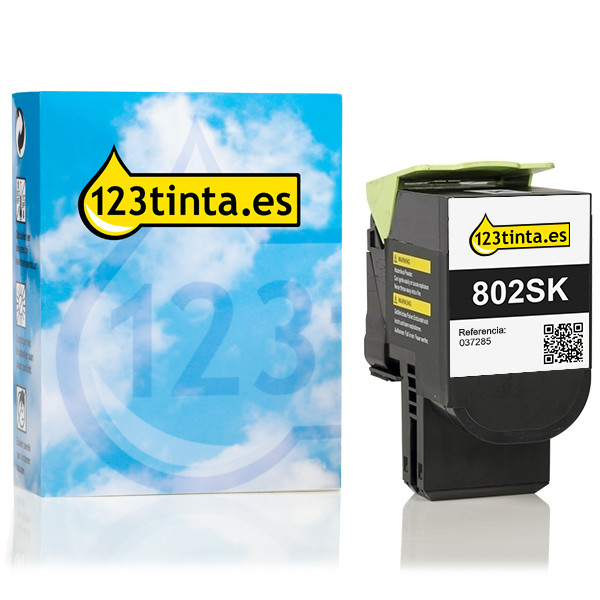 Lexmark 802SK (80C2SK0) toner negro (marca 123tinta) 80C2SK0C 037285 - 1