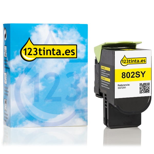 Lexmark 802SY (80C2SY0) toner amarillo (marca 123tinta) 80C2SY0C 037291 - 1