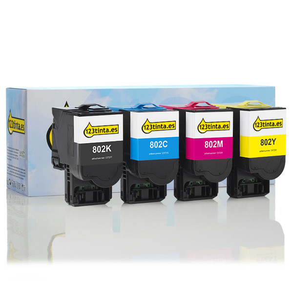 Lexmark 80C20K0, C0, M0, Y0 toners (marca 123tinta) | Pack negro + 3 colores 130285 - 1