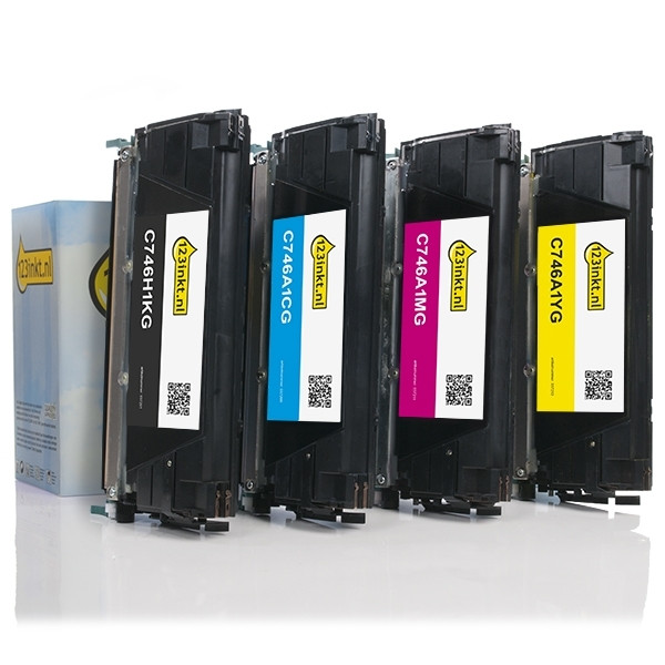 Lexmark C746H1KG/C746A1CG, MG, YG toners (marca 123tinta) | Pack negro + 3 colores 130281 - 1