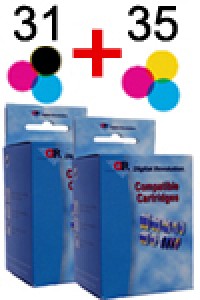Lexmark Fotoset nº 31 (018C0031E) + nº 35 (018C0035E) cartuchos de tinta (marca 123tinta) | Pack color + foto 040284