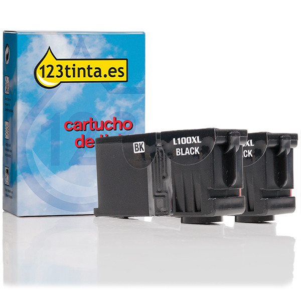 Lexmark nº 100XL (14N0848) pack doble negro (marca 123tinta) 14N0848C 040435 - 1