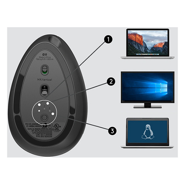 Logitech MX Vertical Advanced Ratón ergonómico inalámbrico (4 botones) 910-005448 828142 - 5