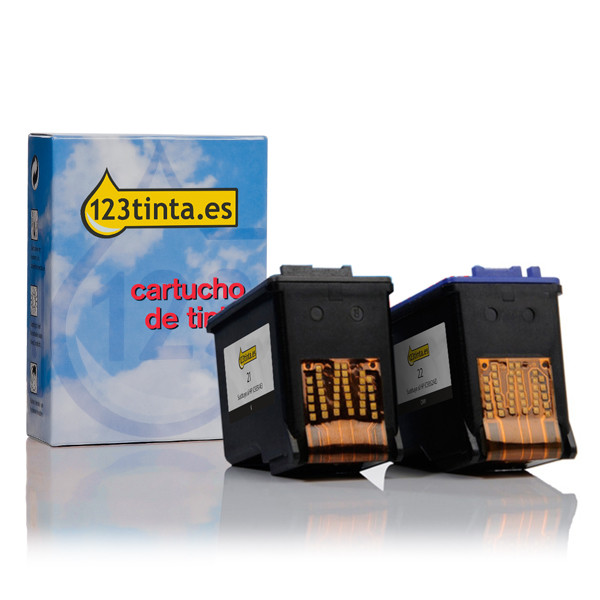 Marca 123tinta - HP 21 + HP 22 cartuchos de tinta | Pack negro + color 160032 - 1