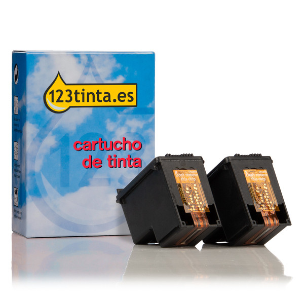 Marca 123tinta - HP 302 (1VV49AE) cartucho de tinta negro | Pack 2 uds 132121 - 1