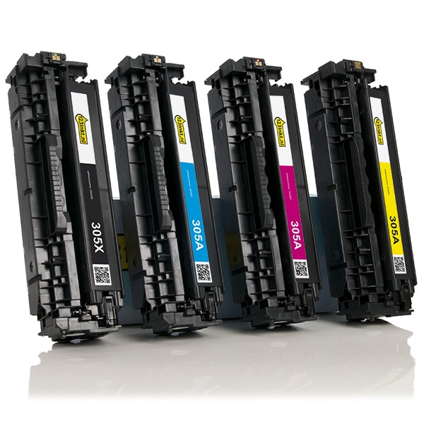Marca 123tinta - HP 305X / 305A Pack ahorro: HP CE410X, CE411A, CE412A, CE413A negro + 3 colores  130007 - 1
