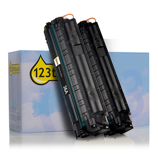Marca 123tinta - HP 36AD (CB436AD) 2 toner negros CB436ADC 132161 - 1