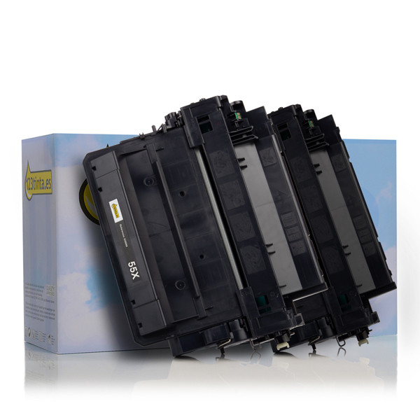 Marca 123tinta - HP 55XD (CE255XD) toner negro XL | Pack 2 uds 132166 - 1