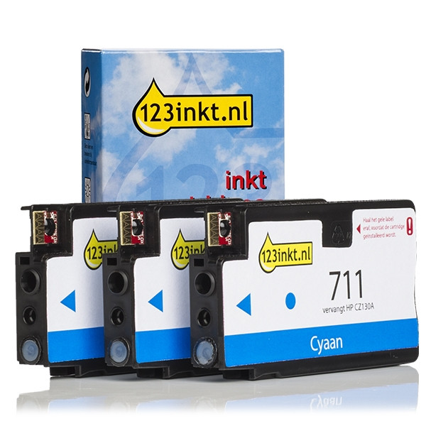 Marca 123tinta - HP 711 (CZ134A) cartucho de tinta cian | Pack 3 uds 044205 - 1