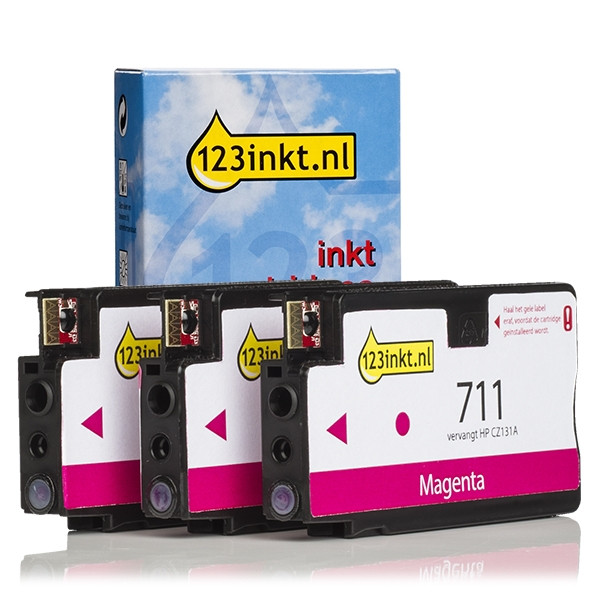 Marca 123tinta - HP 711 (CZ135A) cartucho de tinta magenta | Pack 3 uds 044207 - 1