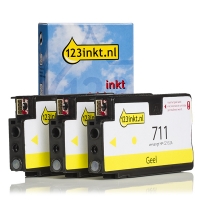 Marca 123tinta - HP 711 (CZ136A) cartucho de tinta amarillo | Pack 3 uds