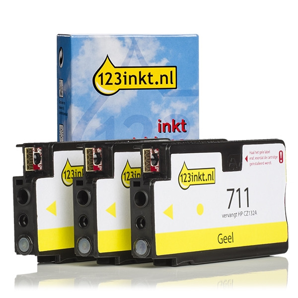 Marca 123tinta - HP 711 (CZ136A) pack ahorro 3x cartucho de tinta amarillo CZ136AC 044209 - 1