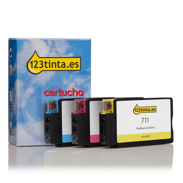 Marca 123tinta - HP 711 (P2V32A) cartuchos de tinta | Pack 3 colores 132150 - 1