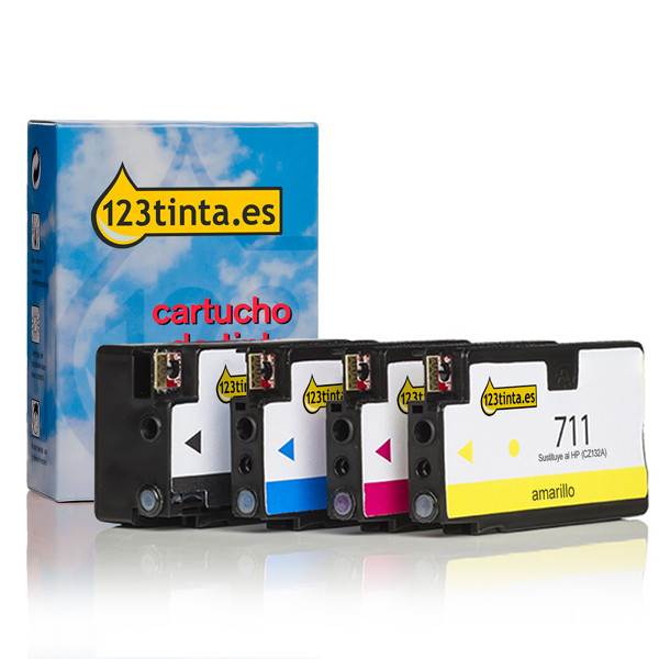 Marca 123tinta - HP 711 Pack ahorro negro/cian/magenta/amarillo  160177 - 1