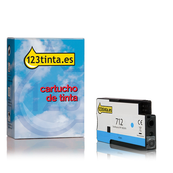 Marca 123tinta - HP 712 (3ED67A) cartucho de tinta cian 3ED67AC 093109 - 1