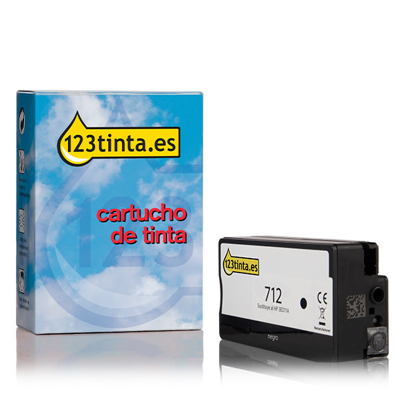 Marca 123tinta - HP 712 (3ED71A) cartucho de tinta negra de alta capacidad 3ED71AC 093115 - 1