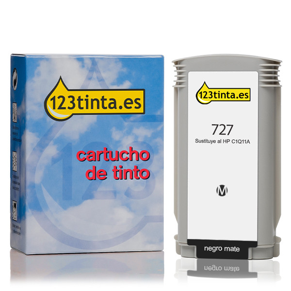 Marca 123tinta - HP 727 (C1Q11A) cartucho de tinta negro mate C1Q11AC 044287 - 1