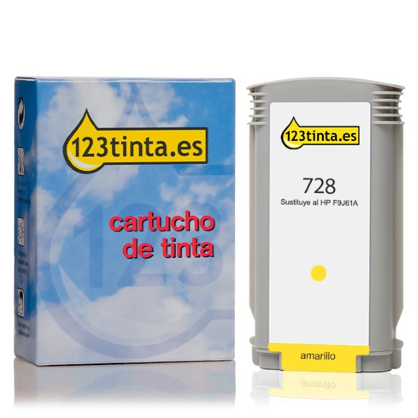 Marca 123tinta - HP 728 (F9J61A) cartucho de tinta amarillo F9J61AC 044489 - 1
