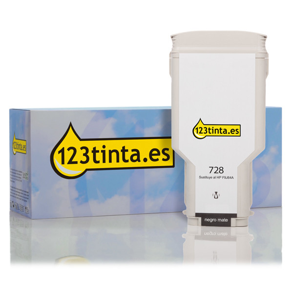 Marca 123tinta - HP 728 (F9J64A) cartucho de tinta negro mate F9J64AC 044483 - 1