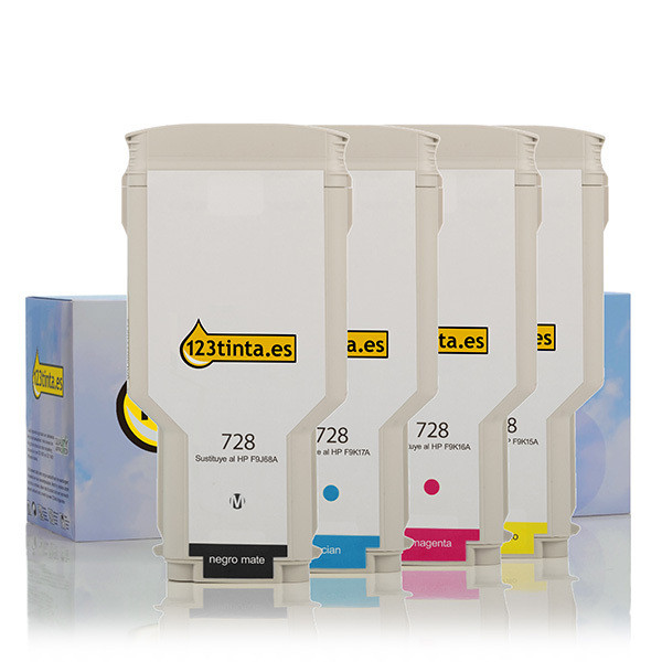 Marca 123tinta - HP 728 Multipack+ 3 cartucho color capacidad extra alta  160193 - 1