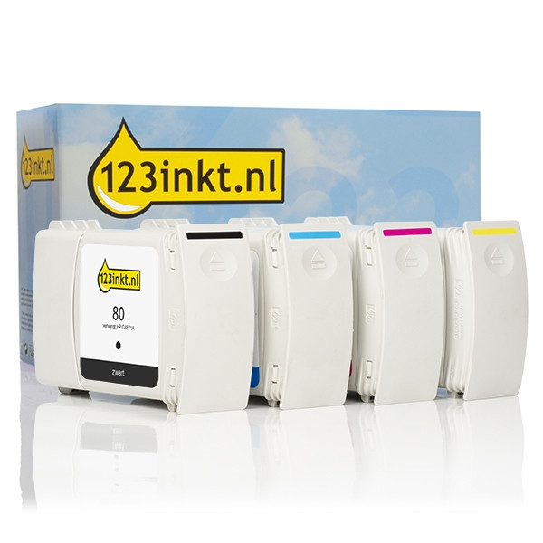 Marca 123tinta - HP 80 cartuchos de tinta | Pack negro + 3 colores 160162 - 1