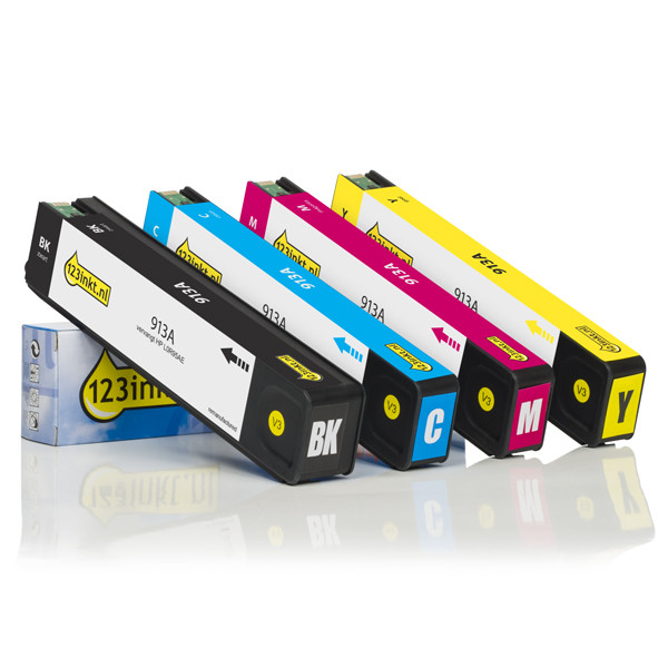 Marca 123tinta - HP 913A cartuchos de tinta | Pack negro + 3 colores 160168 - 1